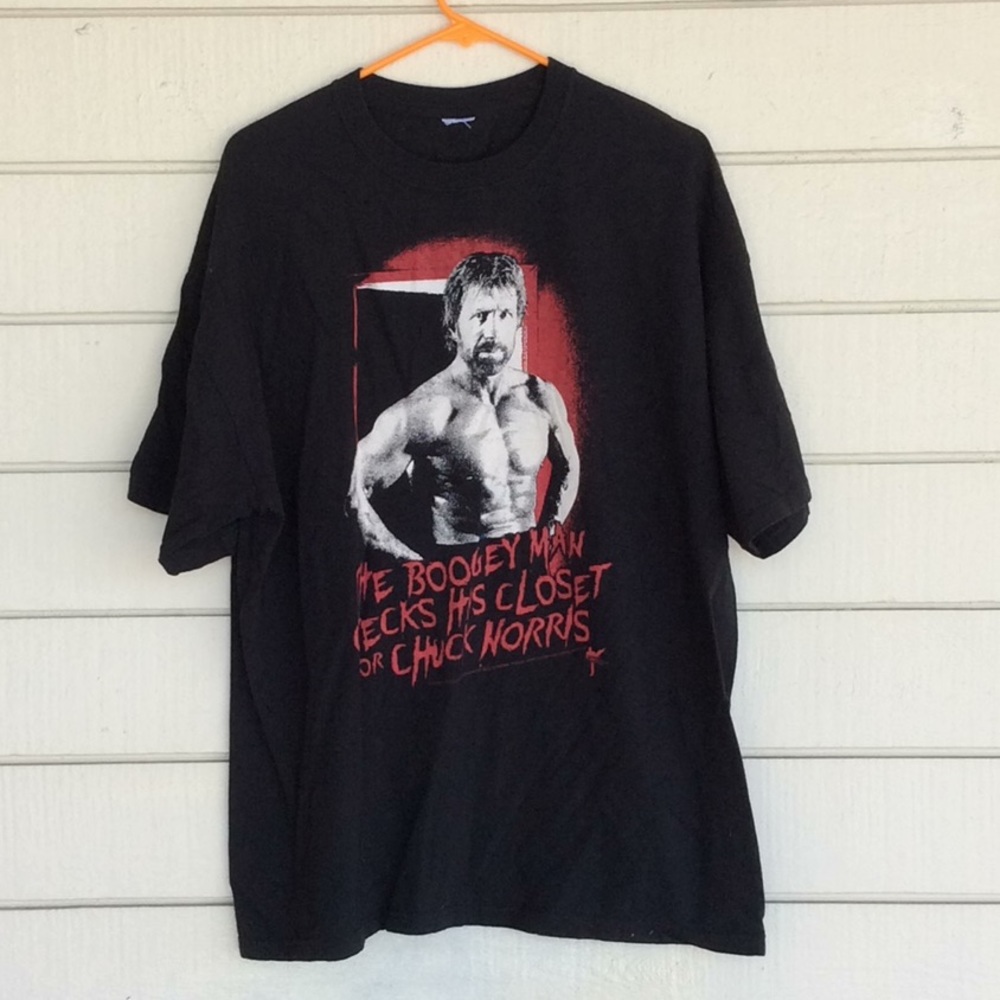 Men’s Chuck Norris Black Funny T Shirt Sz Large